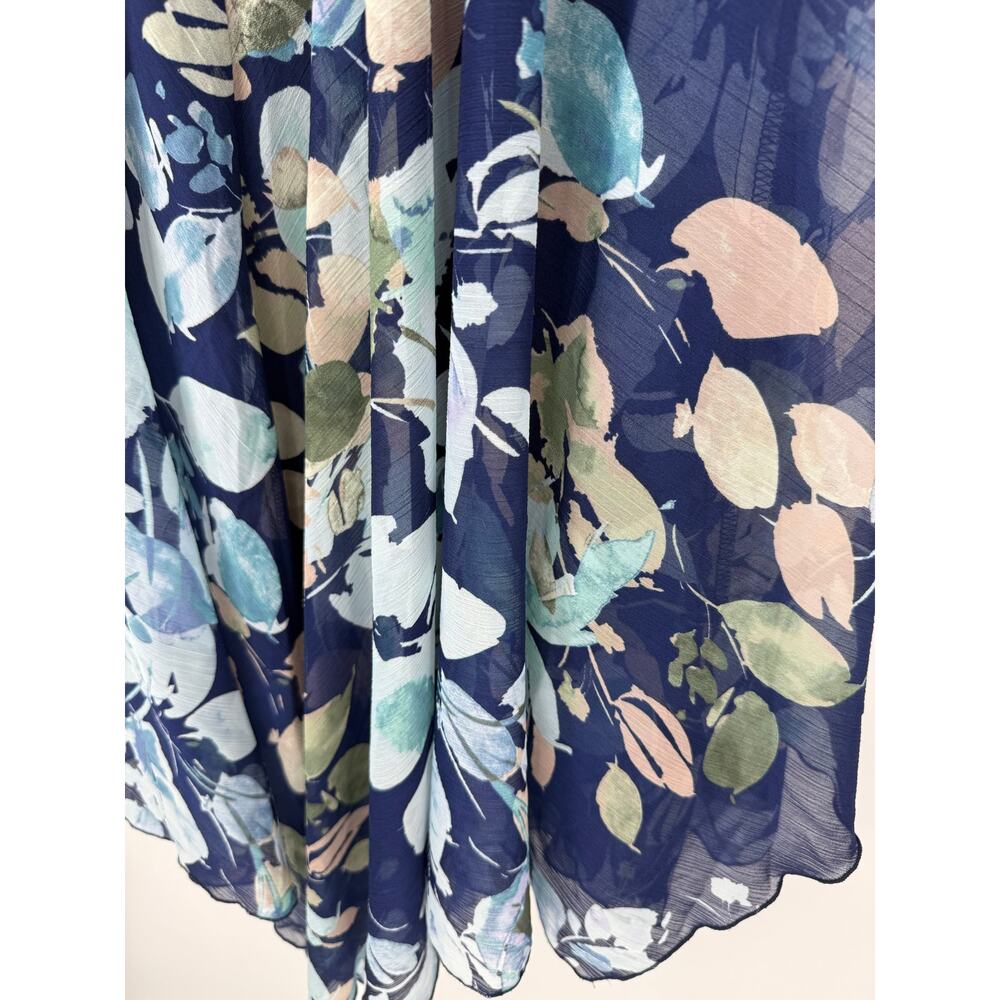Rabbit Rabbit Rabbit Designs Blue Floral Chiffon Fit & Flare Midi Dress Size 10 - Picture 6 of 11